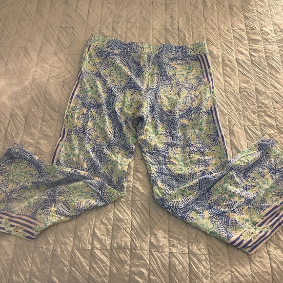 Lilly Pulitzer Bal Harbour Palazzo Pants Bennet Blue Wide Leg Tropic Size Large - Picture 3 of 8
